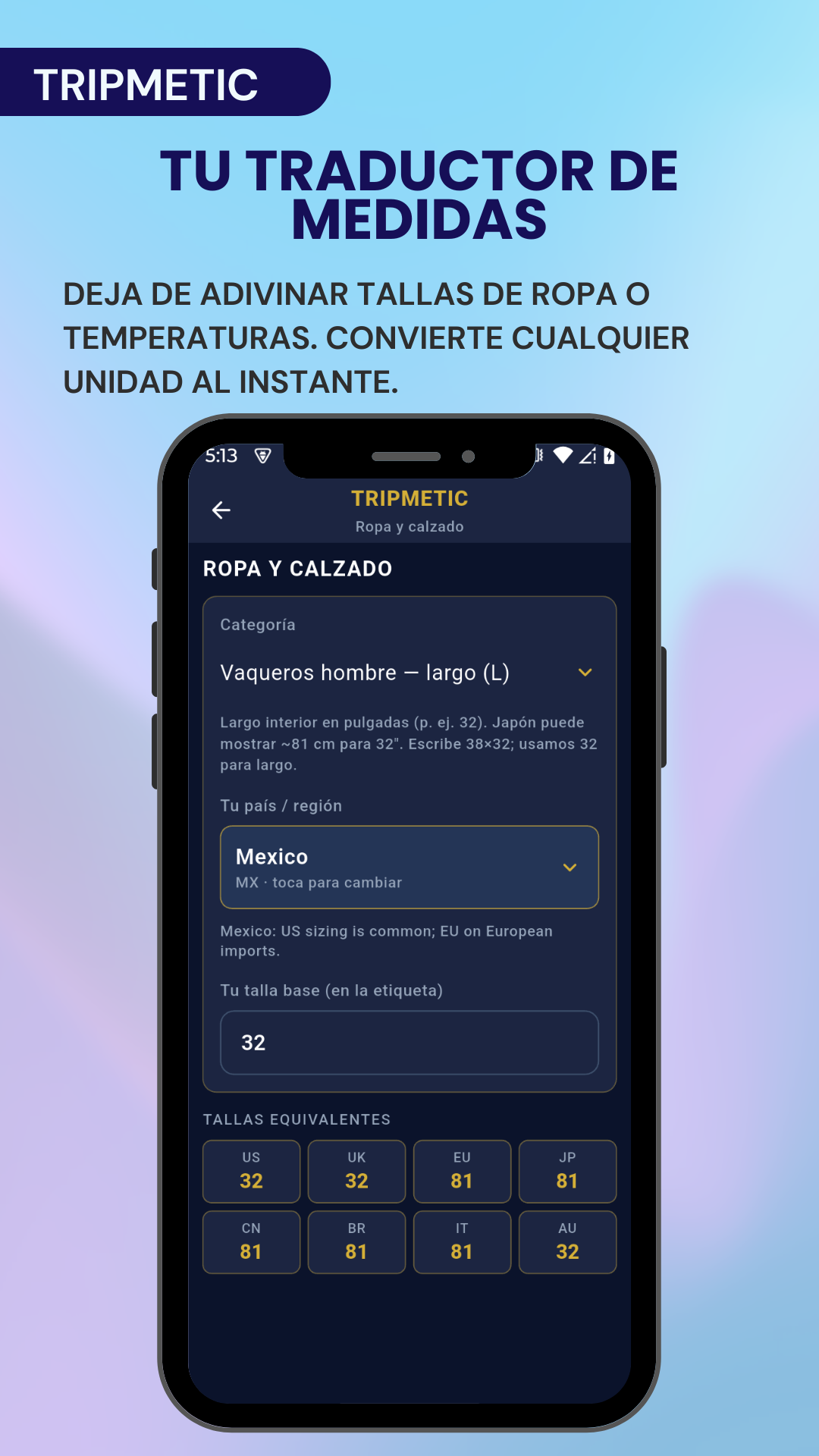 Conversor Tallas y Unidades