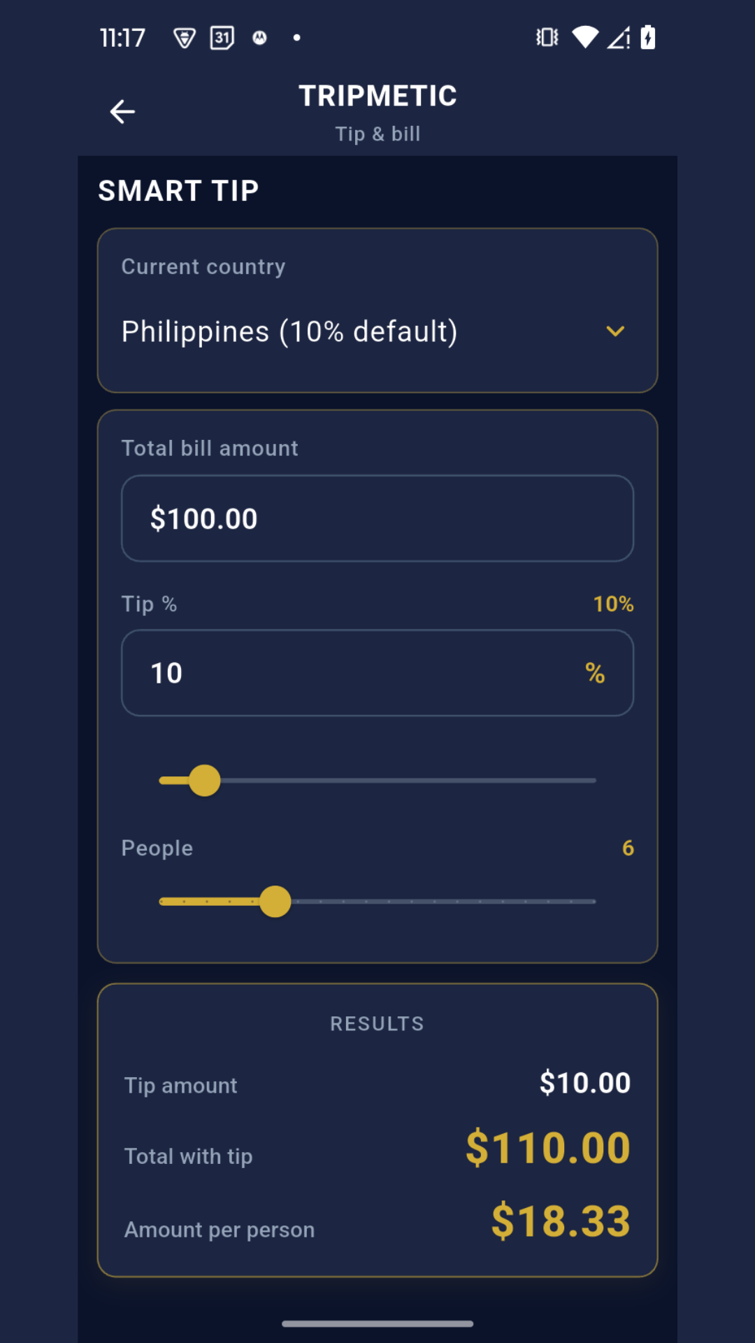 Smart Gratuity Calculator