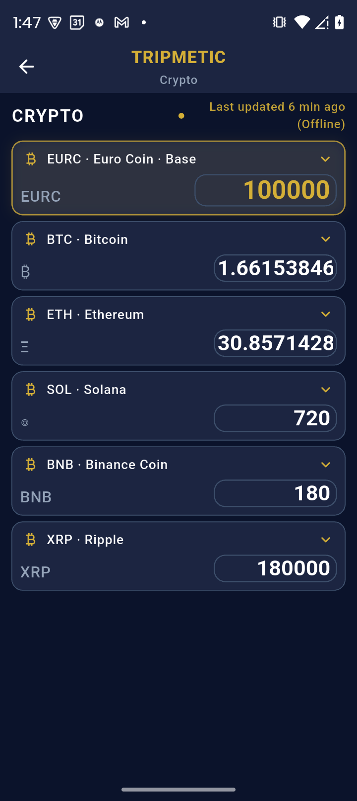 Entering Crypto Values