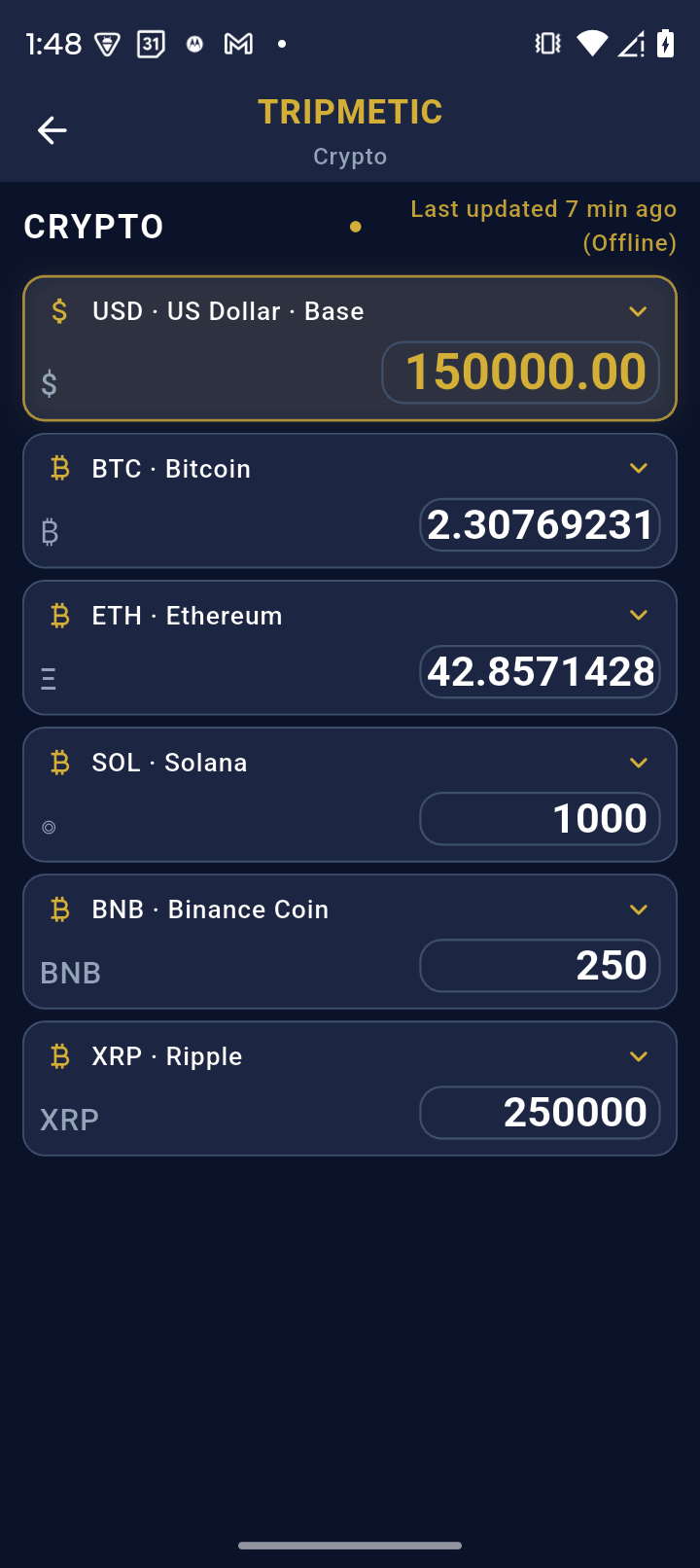 Offline Crypto Calculation