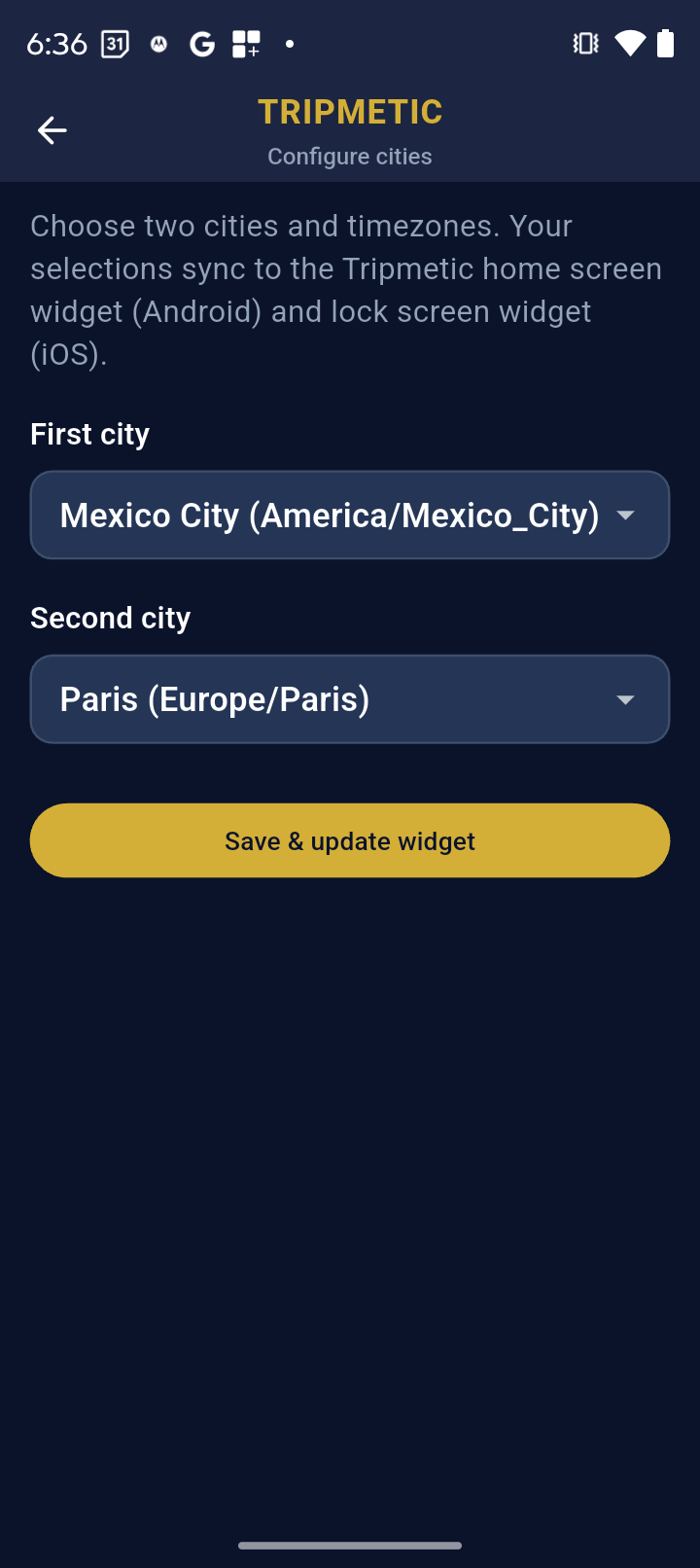 In-App Widget Configuration