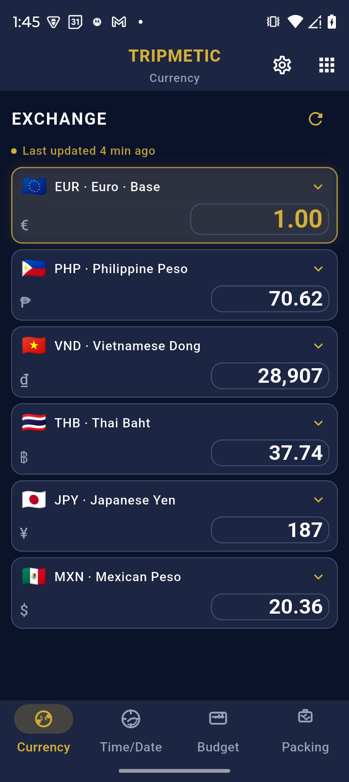 Cryptocurrency Conversion Screen