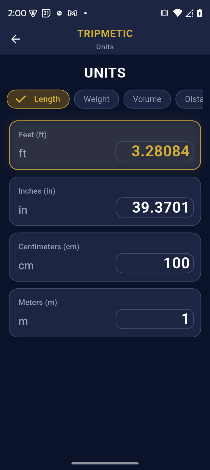 Selecting Measurement Category