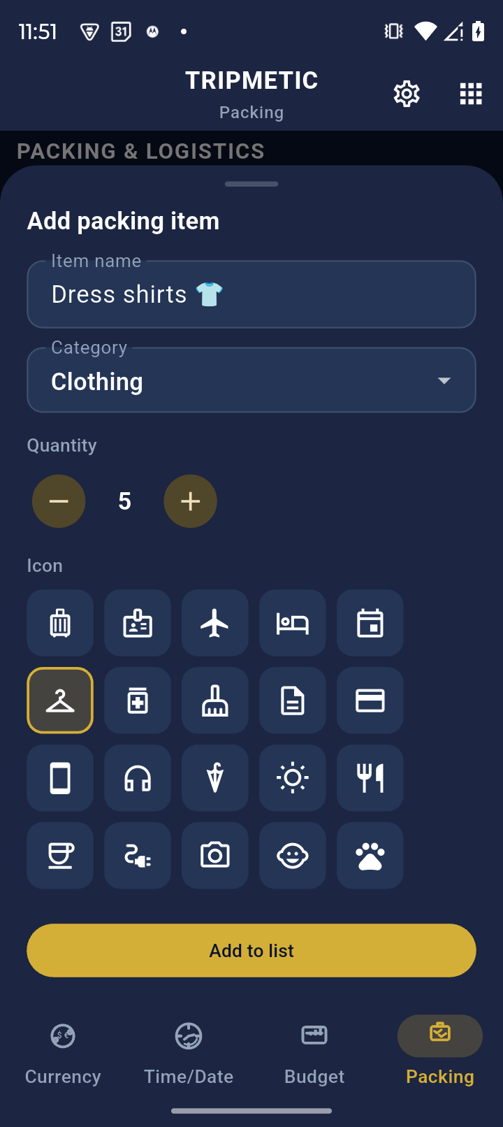 Adding Items and Quantities