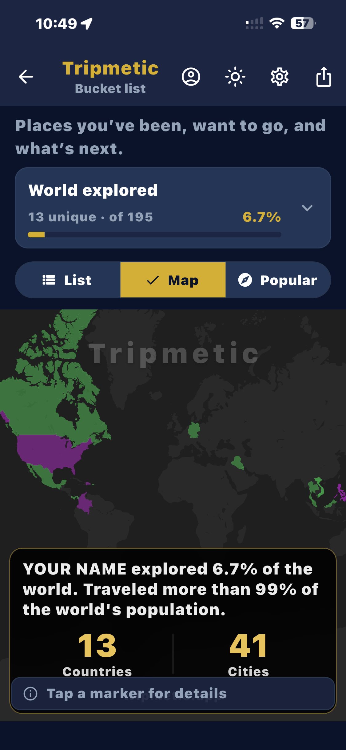 Interactive Travel Map View