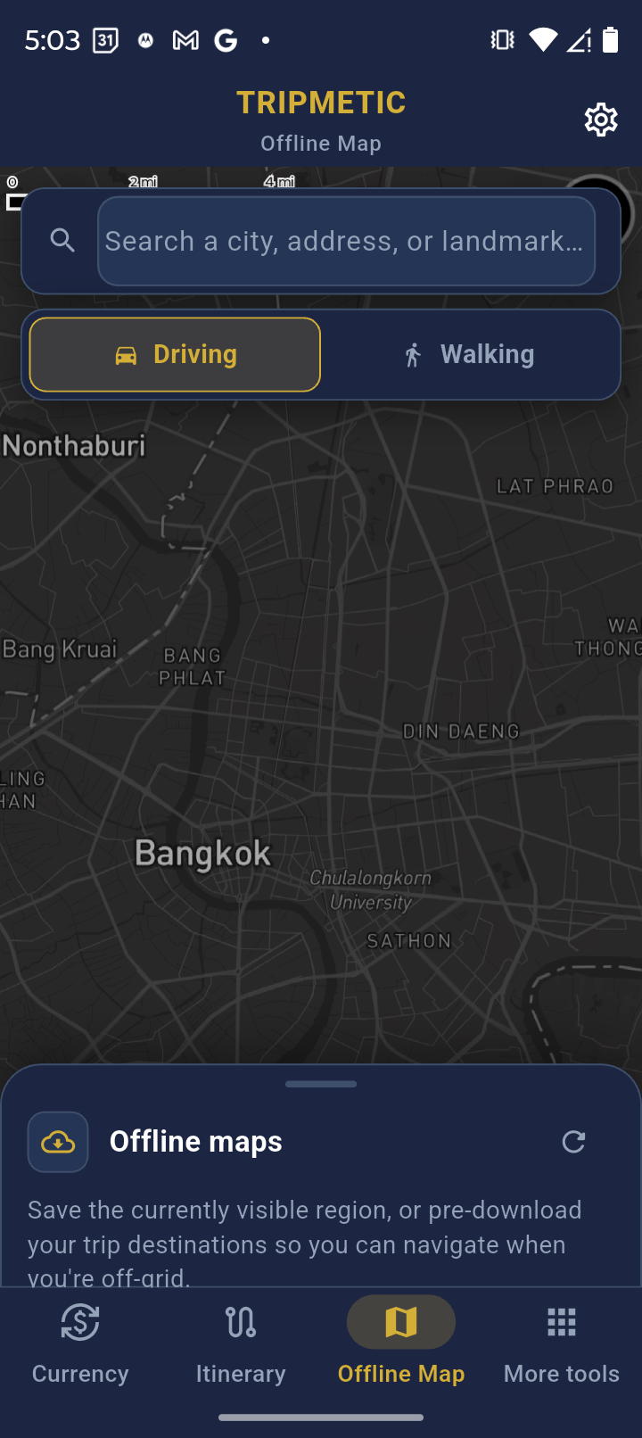 Search Destination Screen