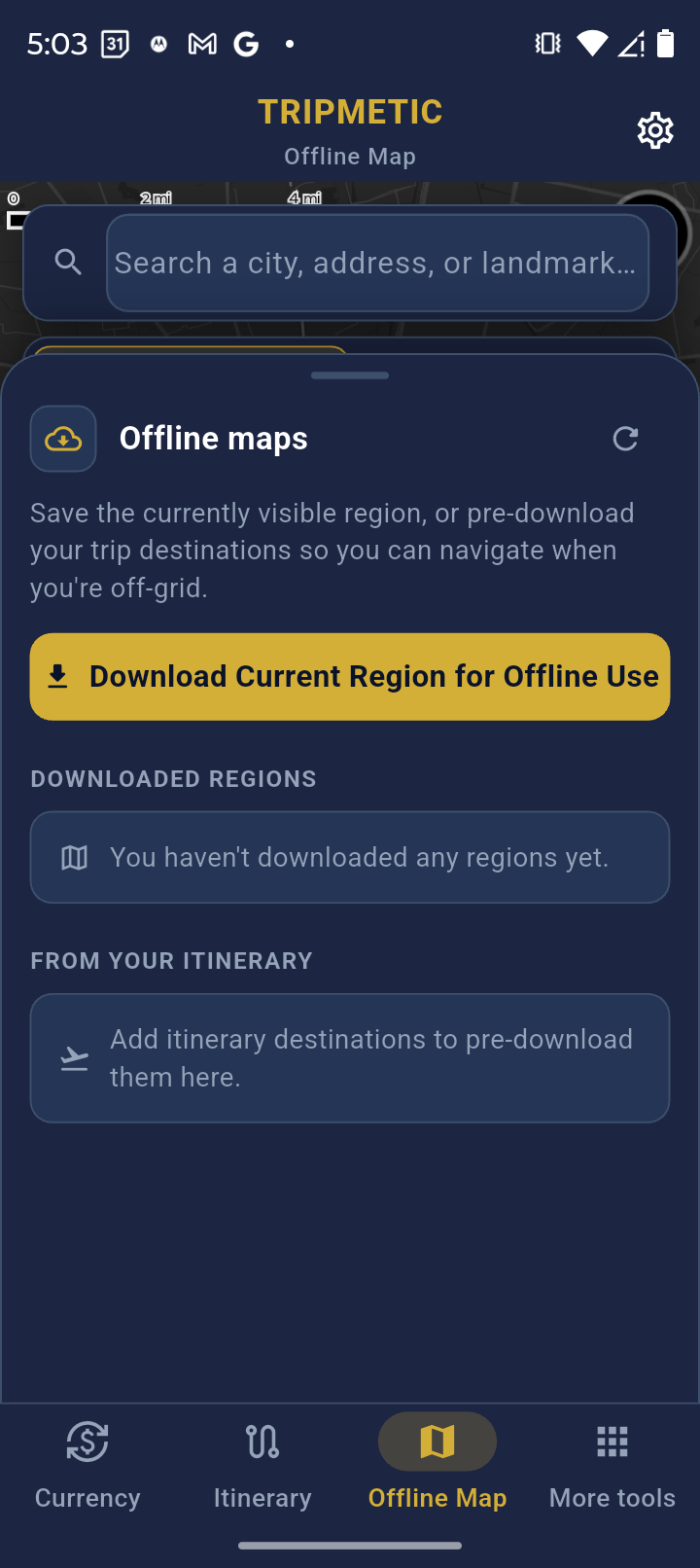 Download Region Screen