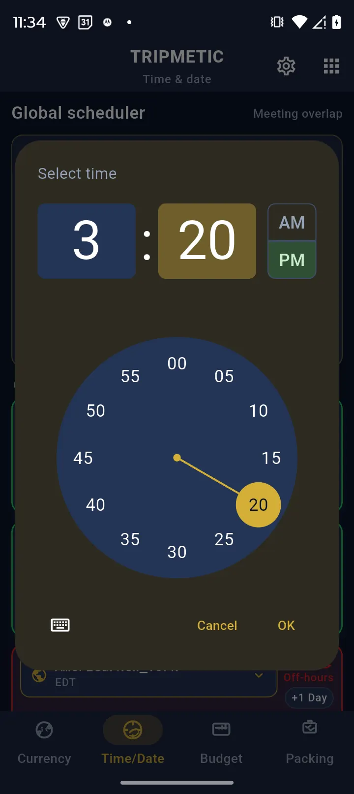 Tripmetic converted cities list for Manila Ho Chi Minh and New York with Good and Off-hours indicators